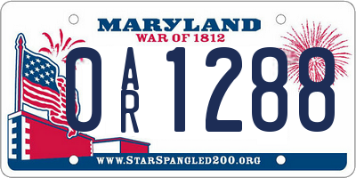 MD license plate 0AR1288