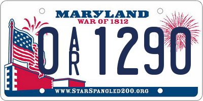 MD license plate 0AR1290