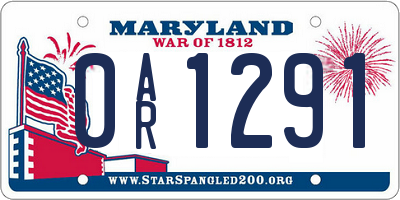MD license plate 0AR1291