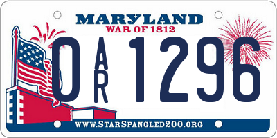 MD license plate 0AR1296