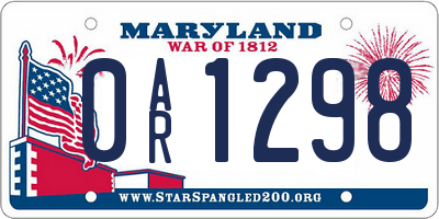 MD license plate 0AR1298