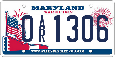 MD license plate 0AR1306