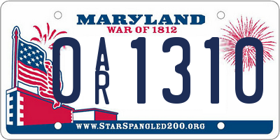 MD license plate 0AR1310