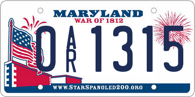 MD license plate 0AR1315