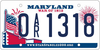 MD license plate 0AR1318