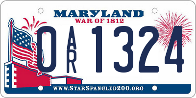 MD license plate 0AR1324
