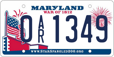 MD license plate 0AR1349