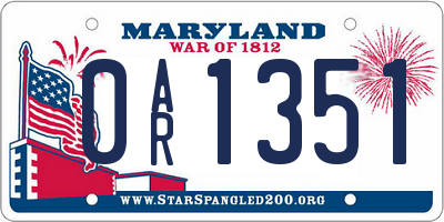 MD license plate 0AR1351