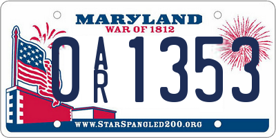 MD license plate 0AR1353