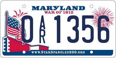 MD license plate 0AR1356