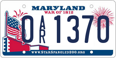 MD license plate 0AR1370