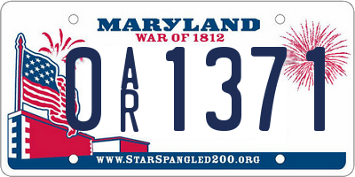 MD license plate 0AR1371