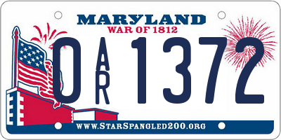 MD license plate 0AR1372
