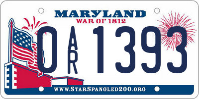 MD license plate 0AR1393