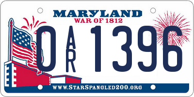 MD license plate 0AR1396