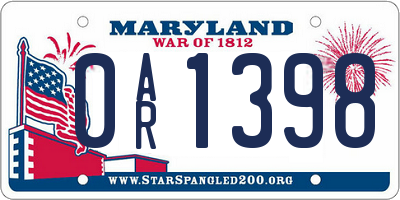 MD license plate 0AR1398