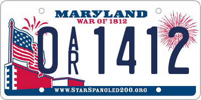 MD license plate 0AR1412