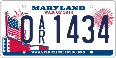 MD license plate 0AR1434