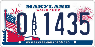 MD license plate 0AR1435