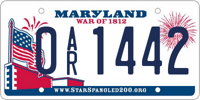 MD license plate 0AR1442