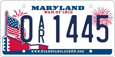 MD license plate 0AR1445