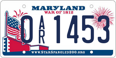 MD license plate 0AR1453