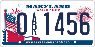 MD license plate 0AR1456