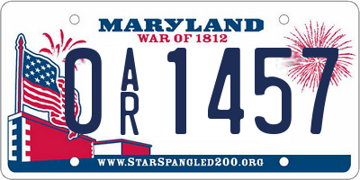 MD license plate 0AR1457