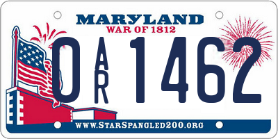 MD license plate 0AR1462