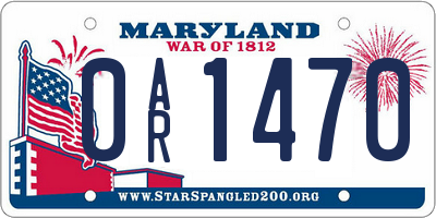 MD license plate 0AR1470