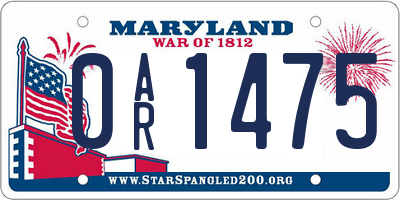 MD license plate 0AR1475