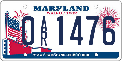 MD license plate 0AR1476