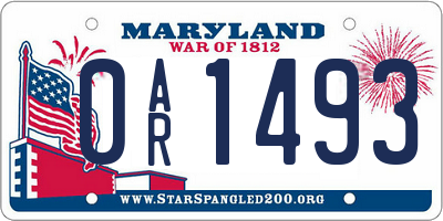 MD license plate 0AR1493