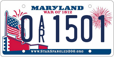 MD license plate 0AR1501