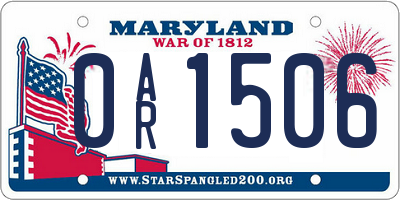 MD license plate 0AR1506
