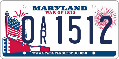 MD license plate 0AR1512