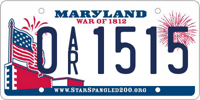 MD license plate 0AR1515