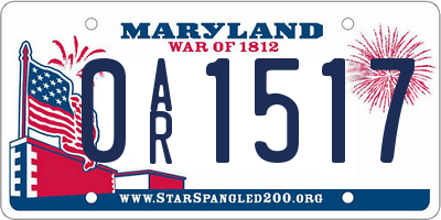 MD license plate 0AR1517