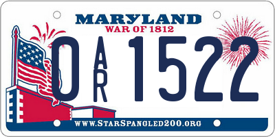 MD license plate 0AR1522