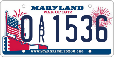 MD license plate 0AR1536