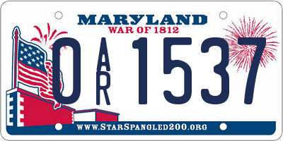 MD license plate 0AR1537