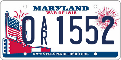MD license plate 0AR1552