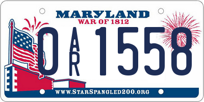 MD license plate 0AR1558