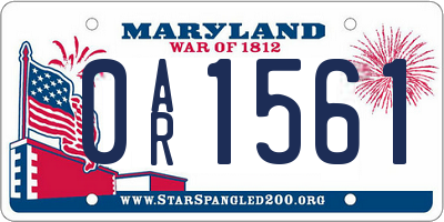 MD license plate 0AR1561