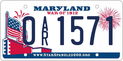 MD license plate 0AR1571