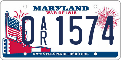 MD license plate 0AR1574