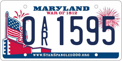 MD license plate 0AR1595