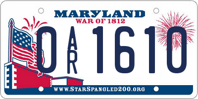 MD license plate 0AR1610