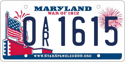 MD license plate 0AR1615