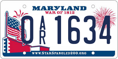 MD license plate 0AR1634